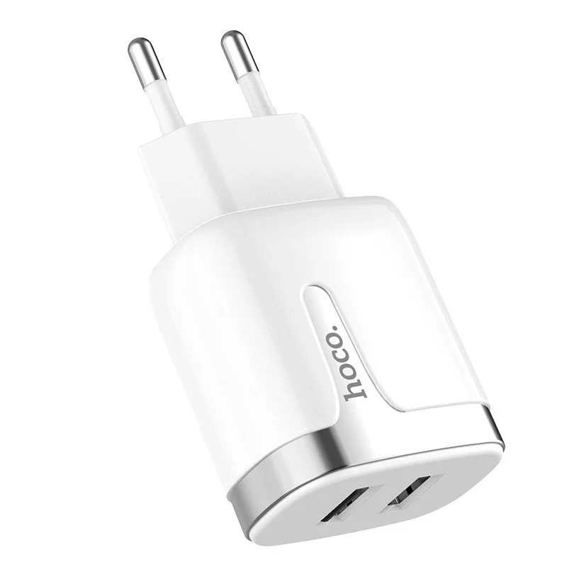 HOCO C64A адаптер с европейской вилкой 2.1A двойной USB порт быстрое зарядное устройство для samsung Xiaomi huawei зарядное устройство для мобильного телефона дорожное настенное зарядное устройство
