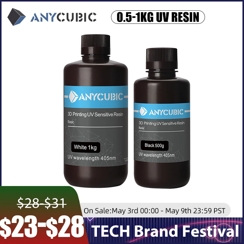 ANYCUBIC-resina Universal para impresora 3D, resina de curado rápido SLA UV para impresión LCD 3D, 500 ml/1L, 405nm