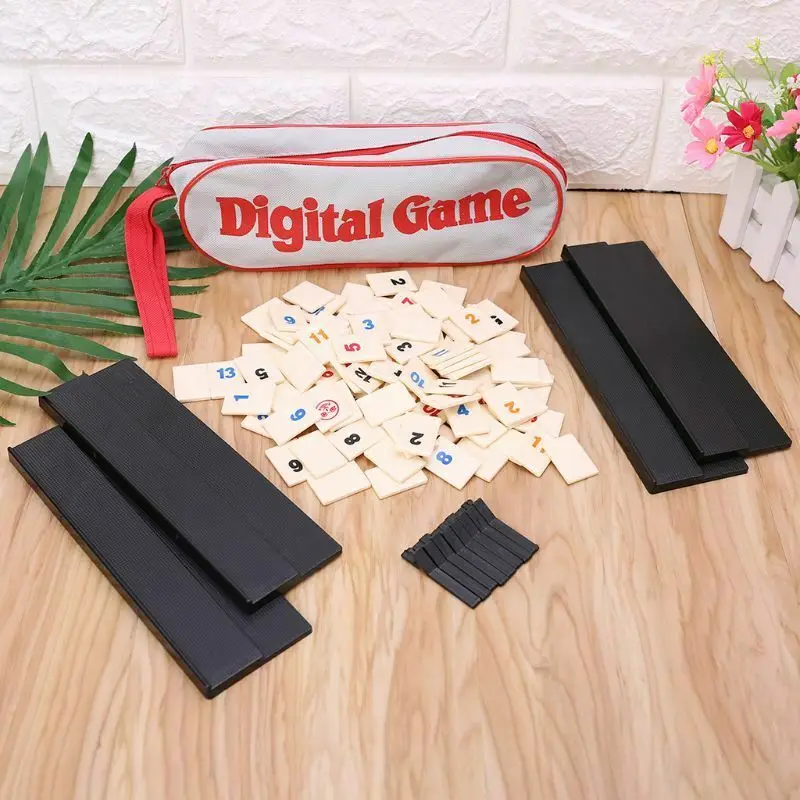

Traveling Portable Rummikub Israel Mahjong Digital Board Game For 4 Players 2*2.8cm