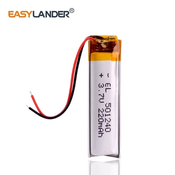 

3.7V 220 mAh 501240 Battery Li-Polymer Rechargeable Battery 501240 Li Po Lithium Cells for GPS Bluetooth Earphone MP3 MP4 051240