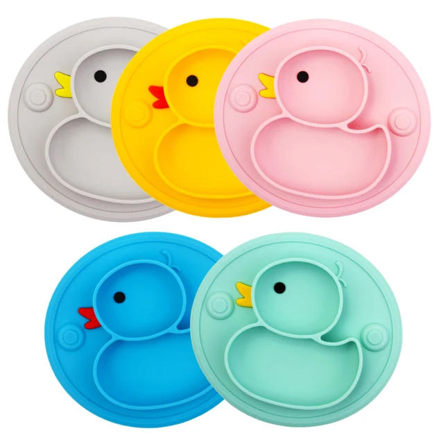 Baby Silicone Plate Set Self-Feeding Antislip Saucer Suction Children's Tableware Silicone Dish for Baby-Led Weaning 9 Months+ 2