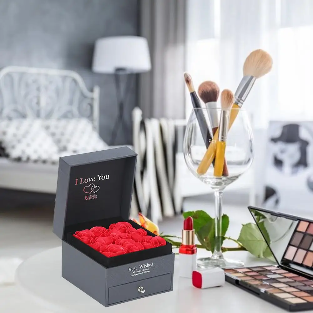 

Artificial Dry Roses Valentine's Day Gift Packaging Jewelry Gifts Boxes Handmade Necklace Earrings Display Love Rose Gift Box