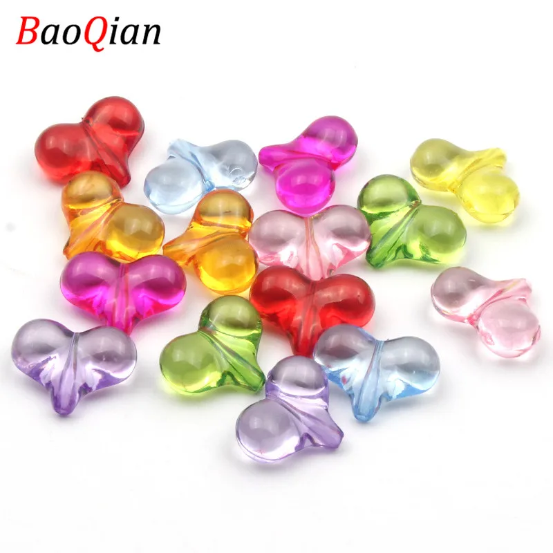 20PCS Transparent Heart-shaped Acrylic Beads DIY Color Smooth Making Bracelet Jewelry Accessories 17x22mm | Украшения и