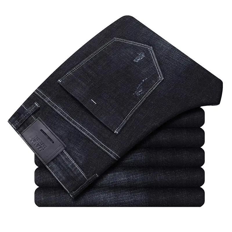 New Men's Skinny Stretch Jeans Fashion Casual Cotton Slim Fit Denim Scratch Trousers Male Brand Pants Black Blue - Цвет: Black