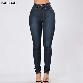 

PADEGAO Women Grinding White Elastic Skinny Stretch Jeans Plus Size 3XL High Waist Washed Casual Denim Pencil Pants Jeans PDG121