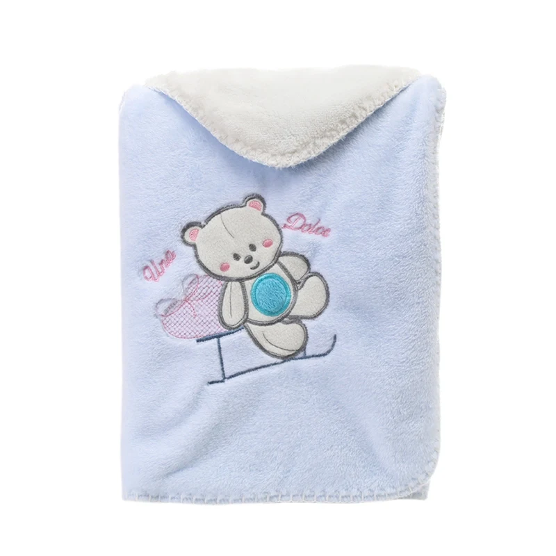 Blue 75x100 2 слоя утолщенные детские одеяла зима мультфильм детский Конверт одеяло теплая фланель детский Конверт одеяло плюшевое детское одеяло постельные принадлежности - Цвет: Blue 75x100