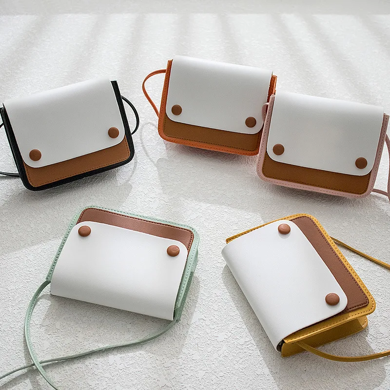 

2019 Summer And Autumn New Style Korean-style Women's Three-Color Leisure Bag Cover Type Contrast Color One-Shoulder Phone Coin