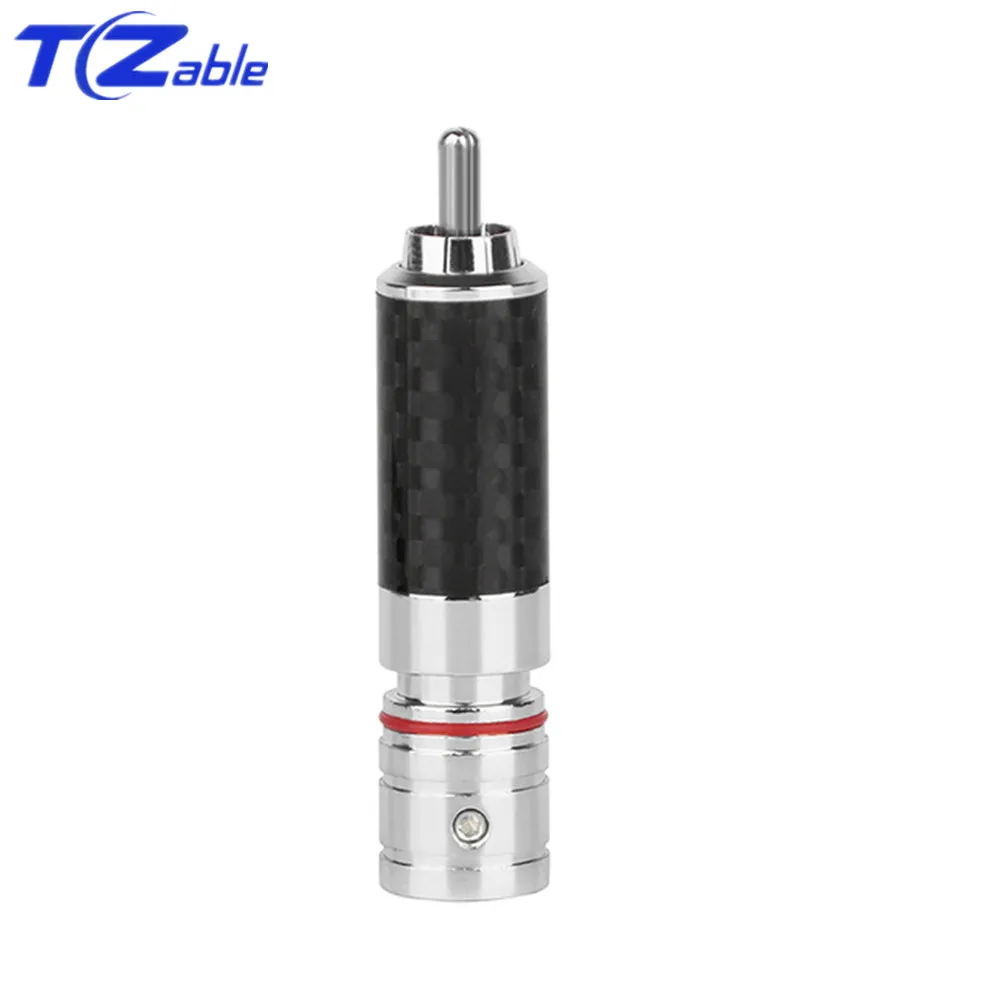 RCA Connectors Audio Plug Solder Male Carbon Fiber Rhodium Plated Speaker RCA Connector RCA Terminals Adapter 8.5mm Wire Hole - Цвет: Red