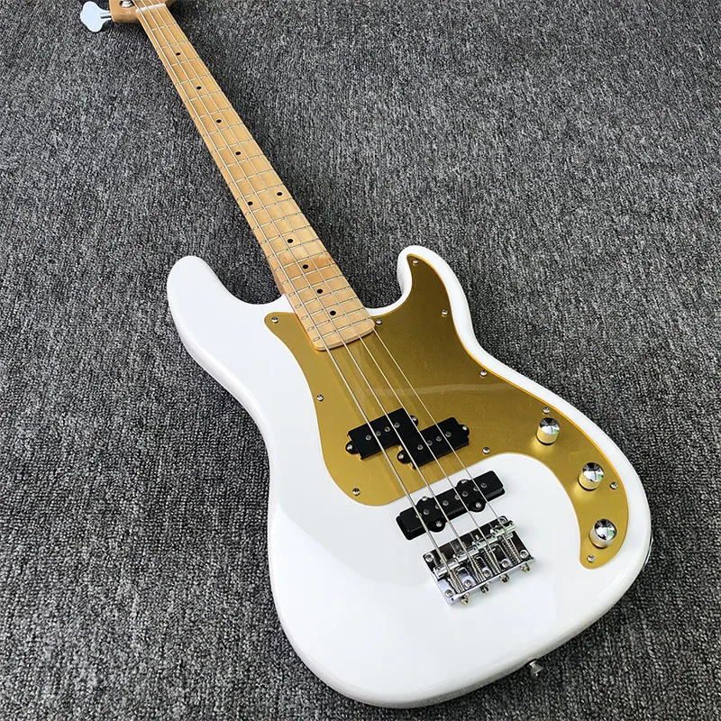 Электрическая гитара с 4 струнами бас белой краской золотой блок 2019|Гитара| |