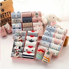 5 пар милых новых осенне-зимних женских Хлопковых Носков, милые носки без пятки с ушками животных Мягкие Носки с рисунком лисы и медведя для девочек