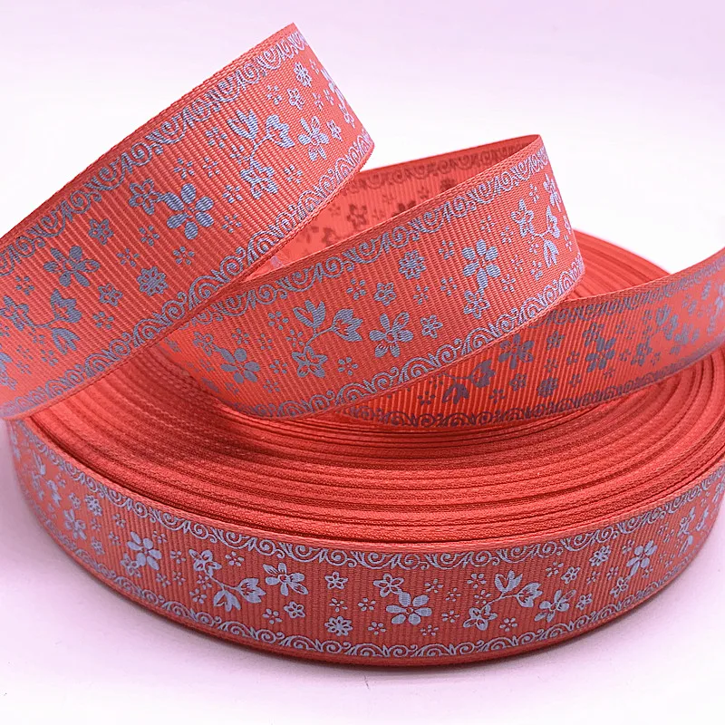 그로스그레인 리본 프린트 꽃, 크리스마스 웨딩 장식, DIY 바느질 수공예, 5 야드, 25mm(1 인치), 신제품