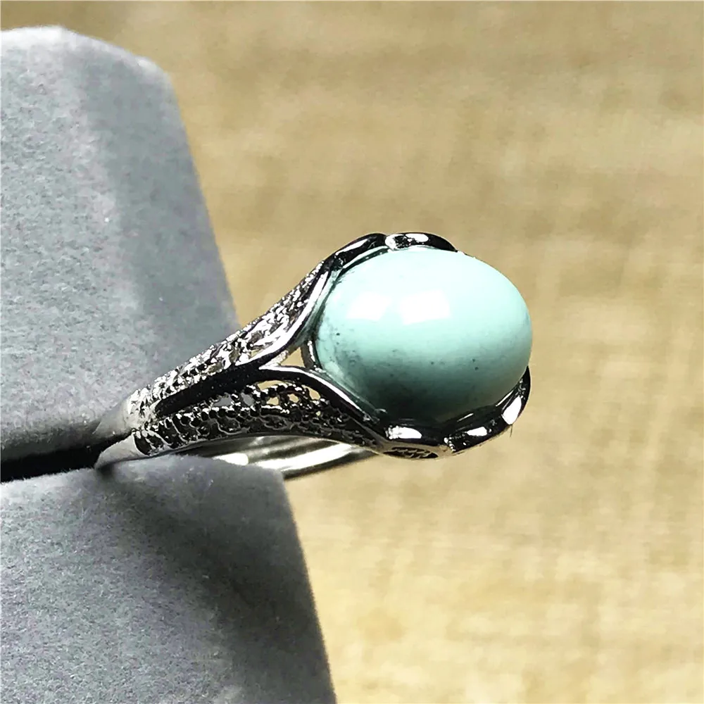 

Natural Turquoise Stone Ring Jewelry For Woman Man Gift Silver Crystal 12.5x11mm Beads Gemstone Jewelry Adjustable Ring AAAAA