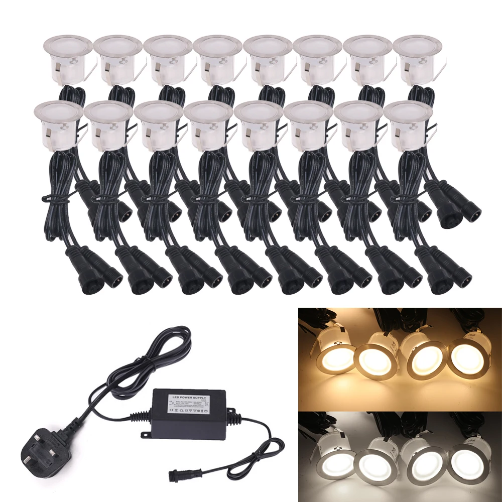 12V LED Deck Light Underground Light Garden Floor Lamp Landscape Lighting Decor LED Spot Light Waterproof 16pcs EU/US/UK/AU Kits