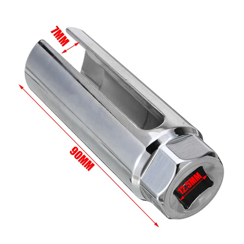 Universal 1pc 22mm 7/8'' Chrome Lambda O2 Oxygen Sensor Socket Removal Tool Side Wire Cutout 1/2'' Drive
