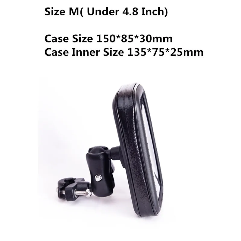 Size M Waterproof водонепроницаемый держатель для телефона мотоцикла универсальный велосипед Байк крепление, для сотового телефона руль сумка с вращением на 360 для смартфона - Цвет: Size M