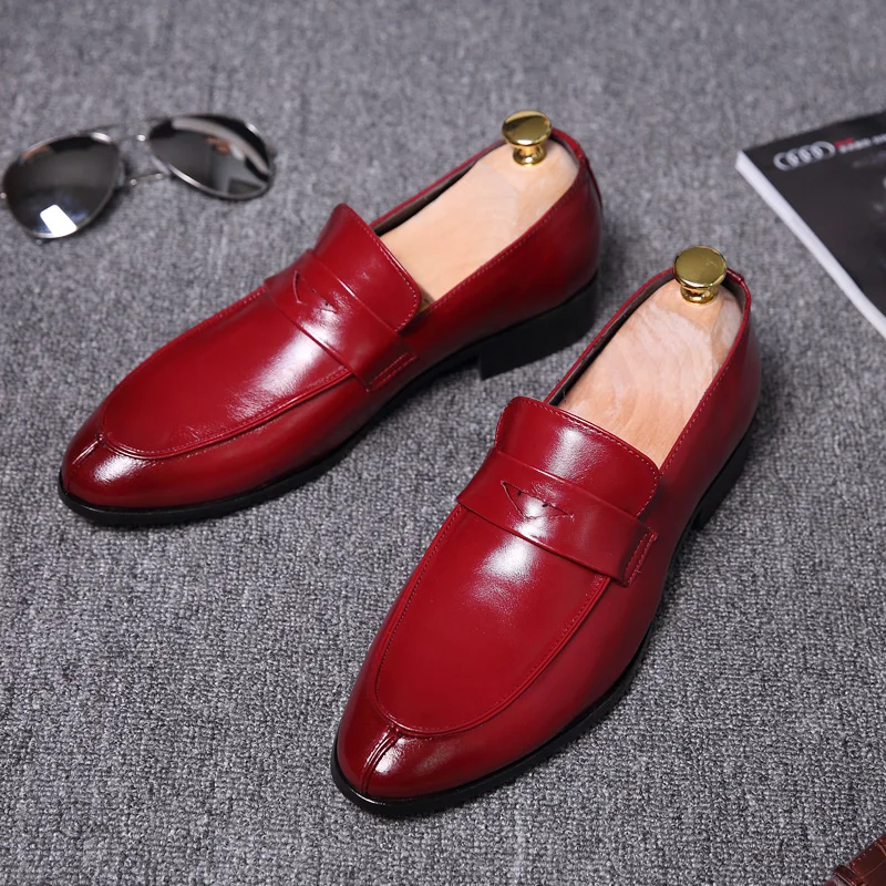 

Men Dress Pointed Oxfords Shoes Man Leather Shoes Fashion Casual Wedding Party Dress Breathable Loafer Driving Lazy Shoes A51-42