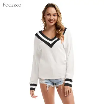 

FADZECO 2019 New Autumn Women Long Sleeve Loose Casual Ladies T Shirt Knitted Tops V-Neck T-Shirt Women Clothing