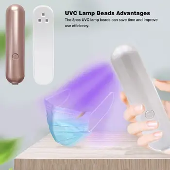

UVC Germicidal Portable Uv Disinfection Lamp USB Rechargeable Ultraviolet Light For Indoor Outdoor Phone Mask Kill Virus