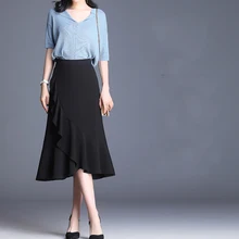 Пресса креп Мода хорошо Продаем узор высокая талия юбка рыбий хвост юбка женская одежда темперамент