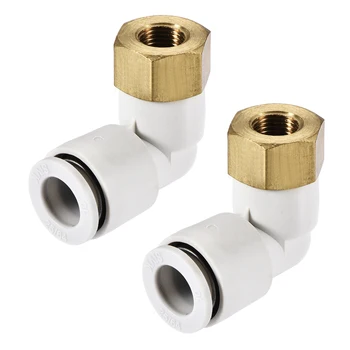

uxcell 2Pcs Pneumatic Push to Connect Tube Fittings Elbow 1/8PT Female Fit for 10mm Polyurethane or Nylon Tubing OD