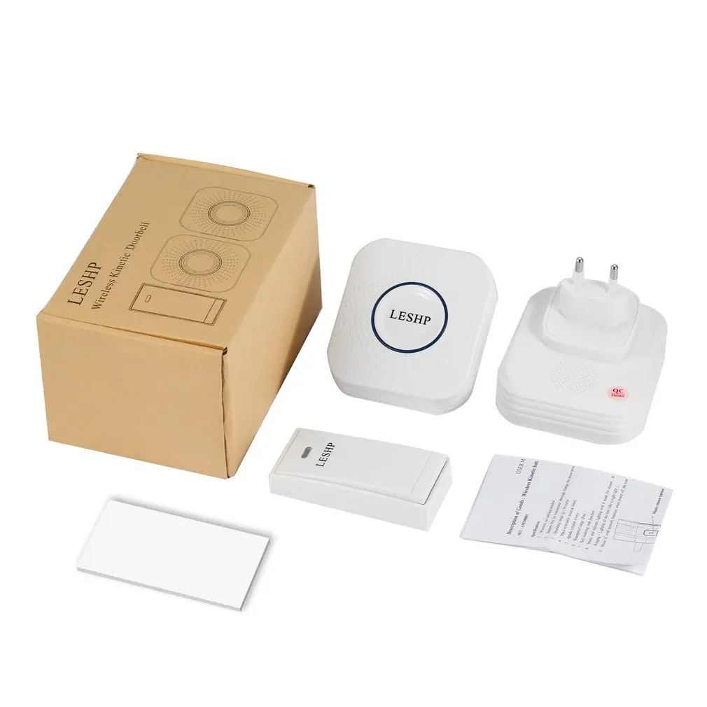 

LESHP Easy to Install Music Wireless Doorbell 150M Long-distance Remote Control Night Light 58 pieces Chord Music With 2 Plug