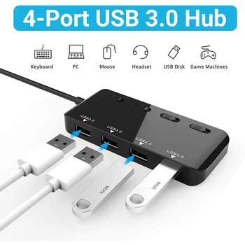 

High Speed 4 Ports USB 3.0 Hub Slim External 4 Ports Adapter Splitter With Power Splitter Adapter for Laptop Computer Accessorie