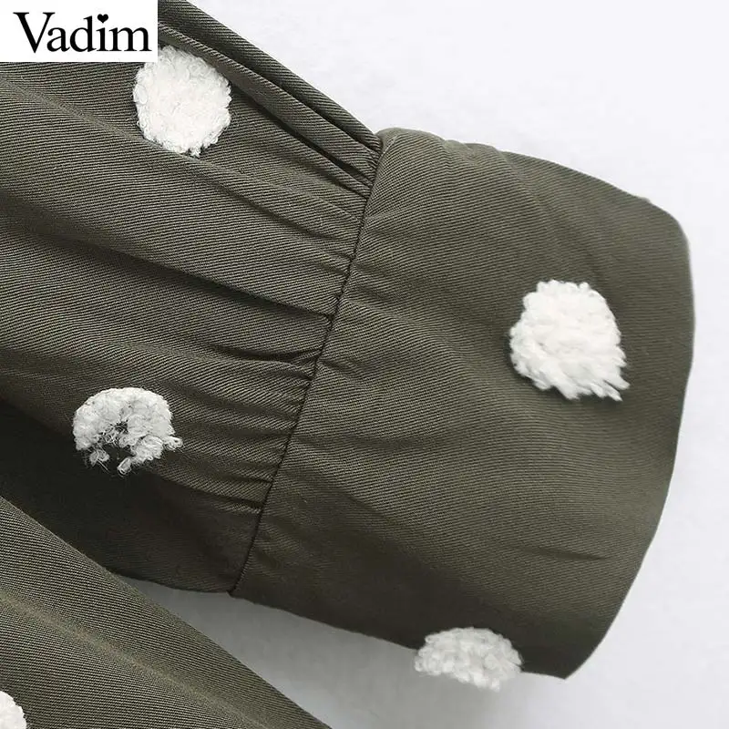 Женское элегантное платье vadim дизайна в горошек с мини-платье V образным вырезом Длинные рукава женские повседневные Прямые платья в стиле vestidos QD044