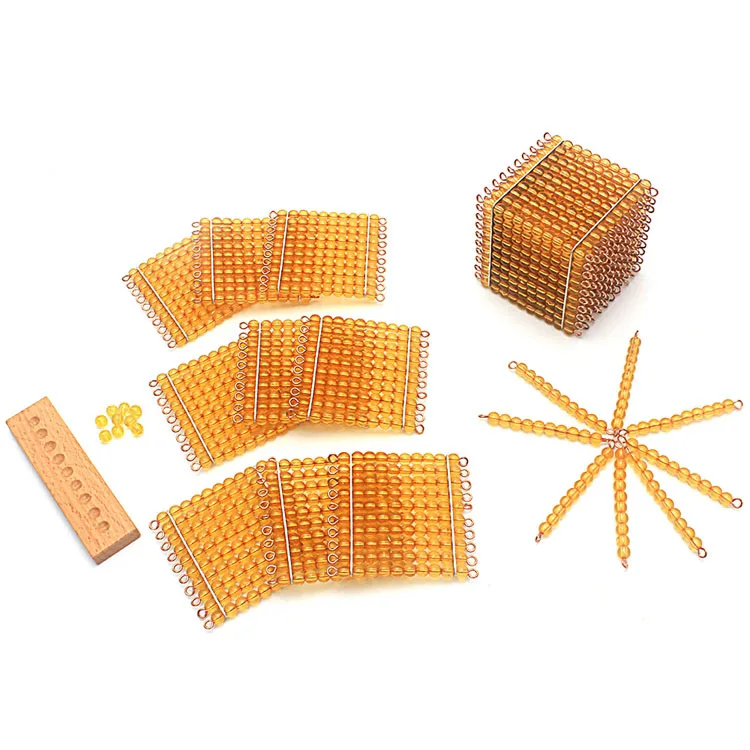 Montessori Materials Bead Math Toy Gold Beads Symbols With Trays Decimal Bank Game Decimals Learning for Preschool Student Gift 7