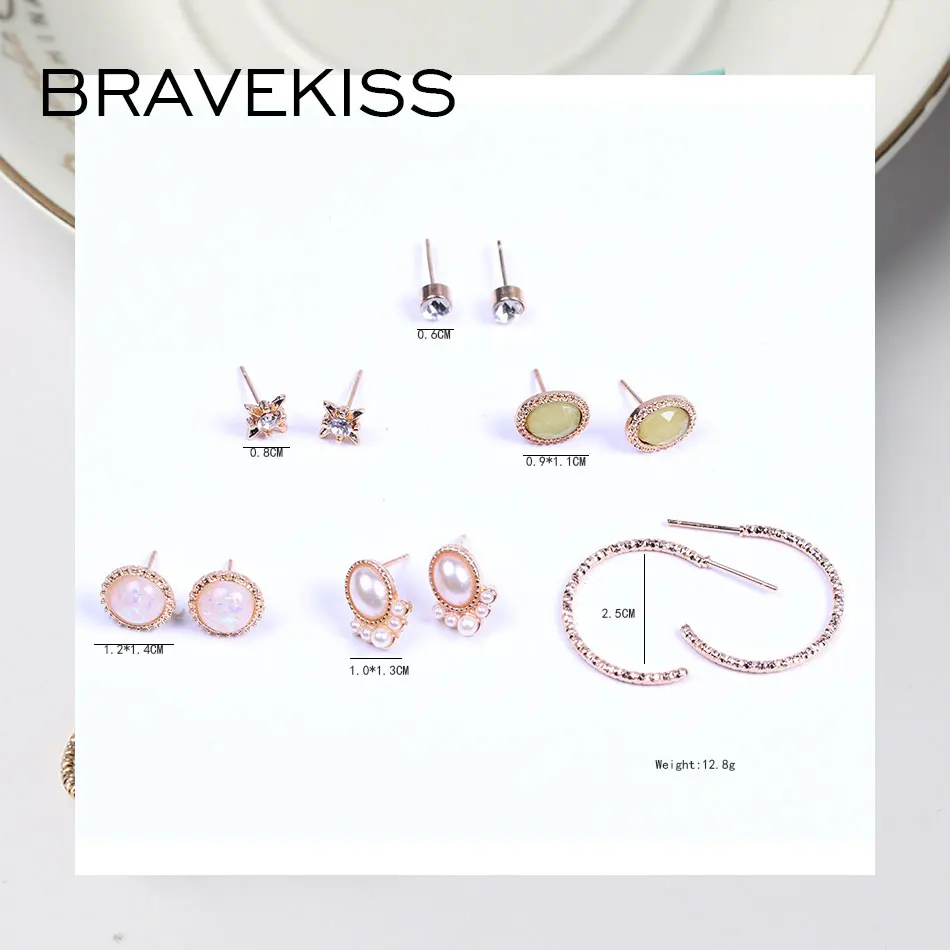 BRAVEKISS роскошные маленькие жемчужные серьги 6 пар набор звезда CZ Ретро стиль
