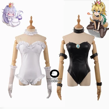 

Super Mario Bros Bowsette Princess Bowser Peach Bodysuit Black Cosplay Costume Outfit Custom Made
