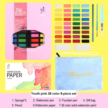 

36/48Color Solid Watercolor Paint Set, Sketch Watercolor Powder Watercolor Paint, Free Provide Pencil And Watercolor Stroke Book