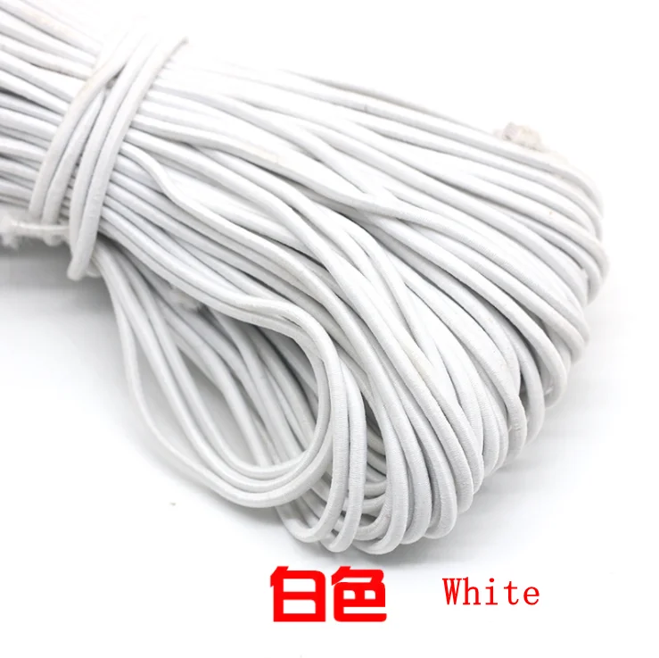 White 5 м/лот 24 цвета высокого качества; 3 мм цветной круглая эластичная повязка резиновая эластичная ювелирные изделия из веревки плетеный браслет на открытом воздухе веревка E-2 - Цвет: White