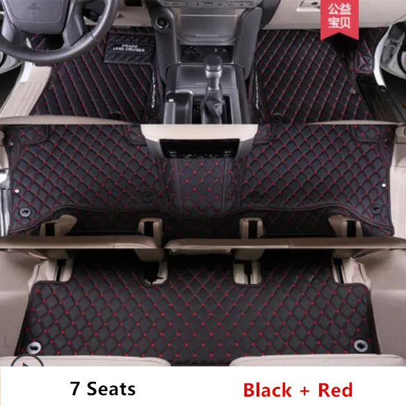 Коврики для Toyota LAND CRUISER PRADO 150 2010- 5 и 7 мест ковры для ног автомобильные коврики высокое качество вышивка кожа - Название цвета: 7 Seats