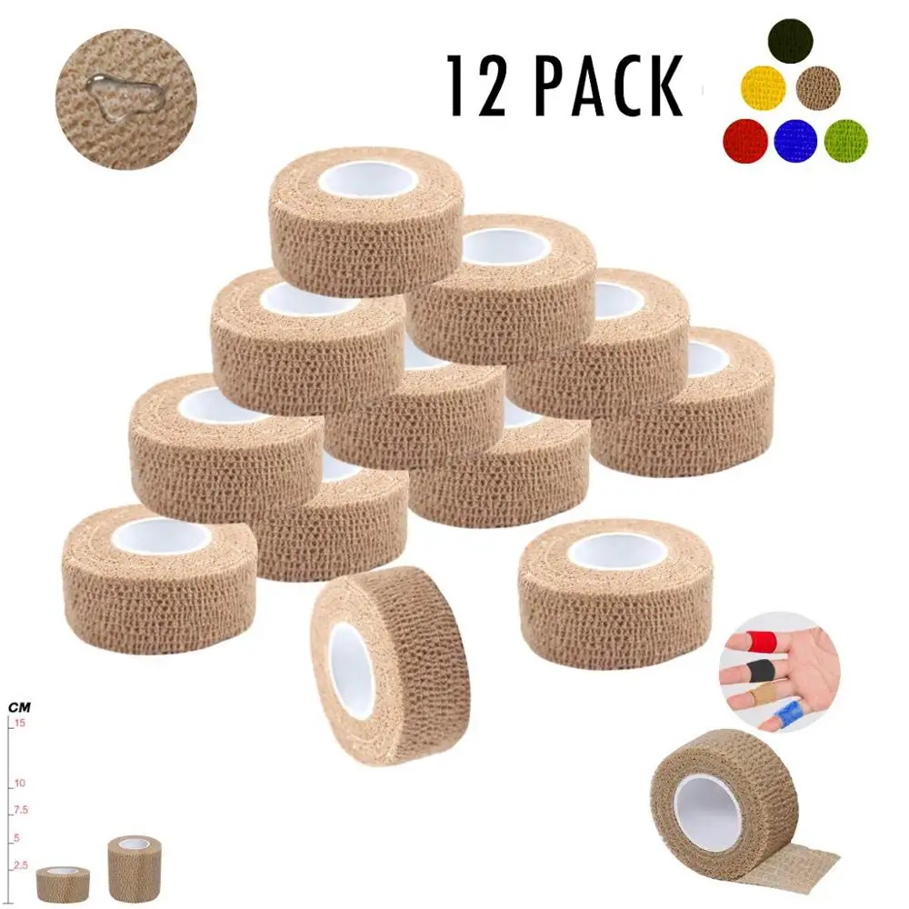 2.5cm skin 12 упаковок, самоклеящаяся лента, медицинская связывающая повязка, Гибкая эластичная Спортивная прочная эластичная лента для первой помощи для голеностопного колена - Цвет: 2.5cm skin
