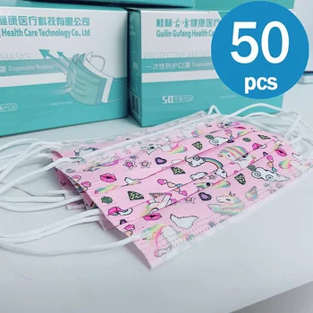 

Face mask disposable mask child mascarill Boy Girl unicorn Mask Men Women 3 Ply Nonwoven funda mascarilla FaceMask 50Pcs