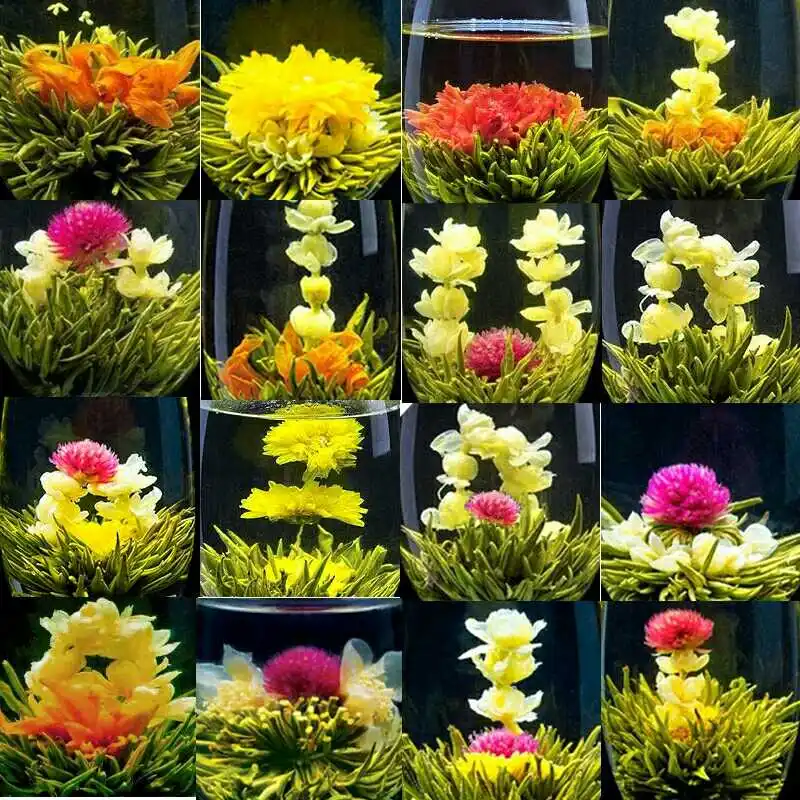 16 Pieces Blooming Tea 2022 Different Flower Handmade Flower Chinese Tea Flowering pearls Herbal Crafts Flower Gift No Teapot