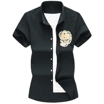 

Men's Shirts Personality Animal Print Short Sleeve Lapel Blouse Plus size Casual Fashion Shirt Male Summer New Arrival