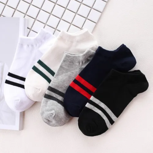 5Pairs/lot=10pieces Summer Mens Cotton Socks Sports Solid Color Shallow Mouth Casual Male Cotton Socks - Color: liangang B
