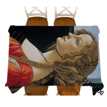 

Sandro Botticelli oil painting young woman Waterproof Linen Decorative Tablecloth Thick Dining Table Cover Tea Table Cloth
