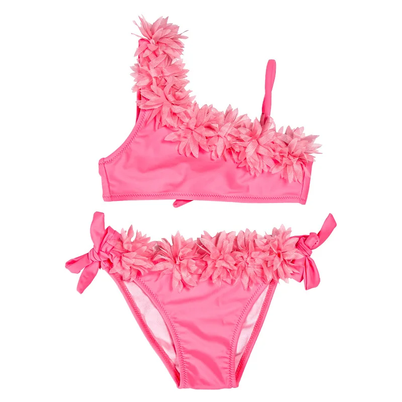 New Female Split Baby Pink Lace Wave Beach Children Bikini Girls Swimwear Kids for | Детская одежда и обувь
