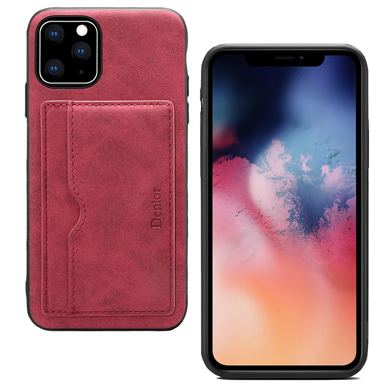 Ретро Кожаный чехол для Iphone11 11Pro X XS XR XSMAX 8 8Plus Phone Чехол из искусственной кожи на молнии кошелек с отделениями для карт чехол - Цвет: Red