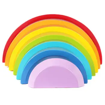 

Toddler Playset Montessori and Waldorf Inspired Rainbow Wooden Toys Colorful Rainbow Blocks Rainbow Stacker Toy for Infant