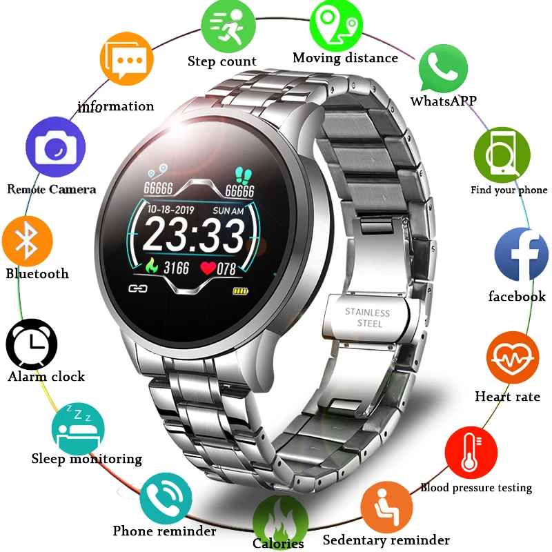 LIGE 2020 New Smart Watch Men Heart Rate Blood Pressure Information Reminder Sport Waterproof Smart Watch Women for Android IOS