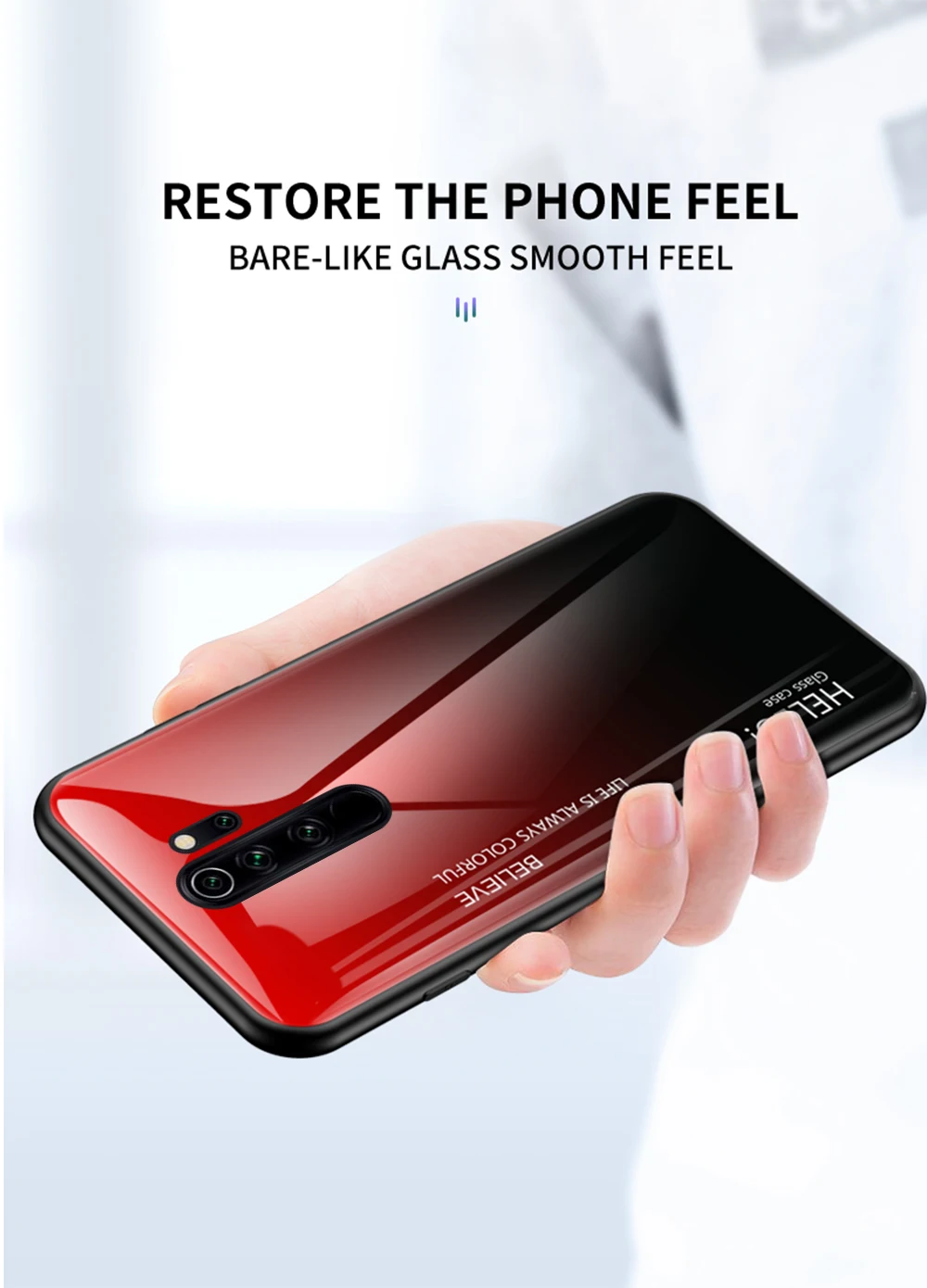 Tempered Glass Case For Xiaomi Redmi Note 8 Pro Case K20 Gradient Color Cover For Xiaomi Note 8T Mi 10 9T CC9 Pro Mi 9 lite Case xiaomi leather case custom