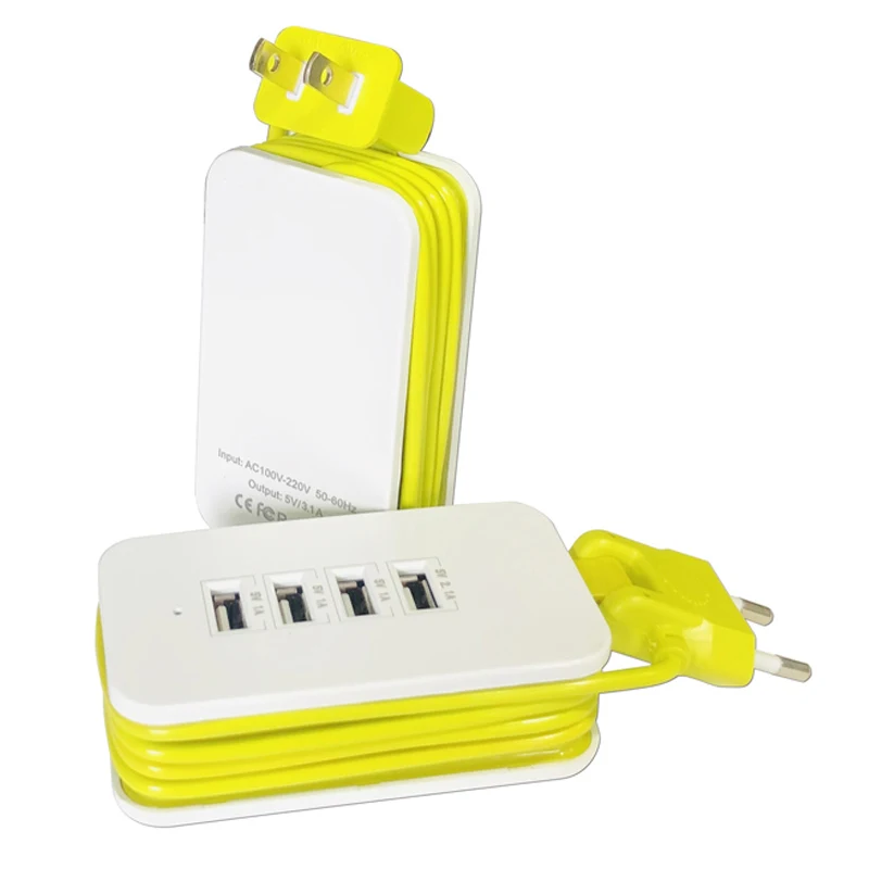 EU/US Power Plug USB HUB 4 Port Charging Station Socket 1.5M Splitter Charger Adapter For iPhone Android Tablet Accessories |