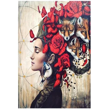 

5D Diy Diamond Painting Abstract Flower Fox Hat Skull Girl Ukiyoe Artist Tattoos Wedding Decoration Embroidery Mosaic WG2069