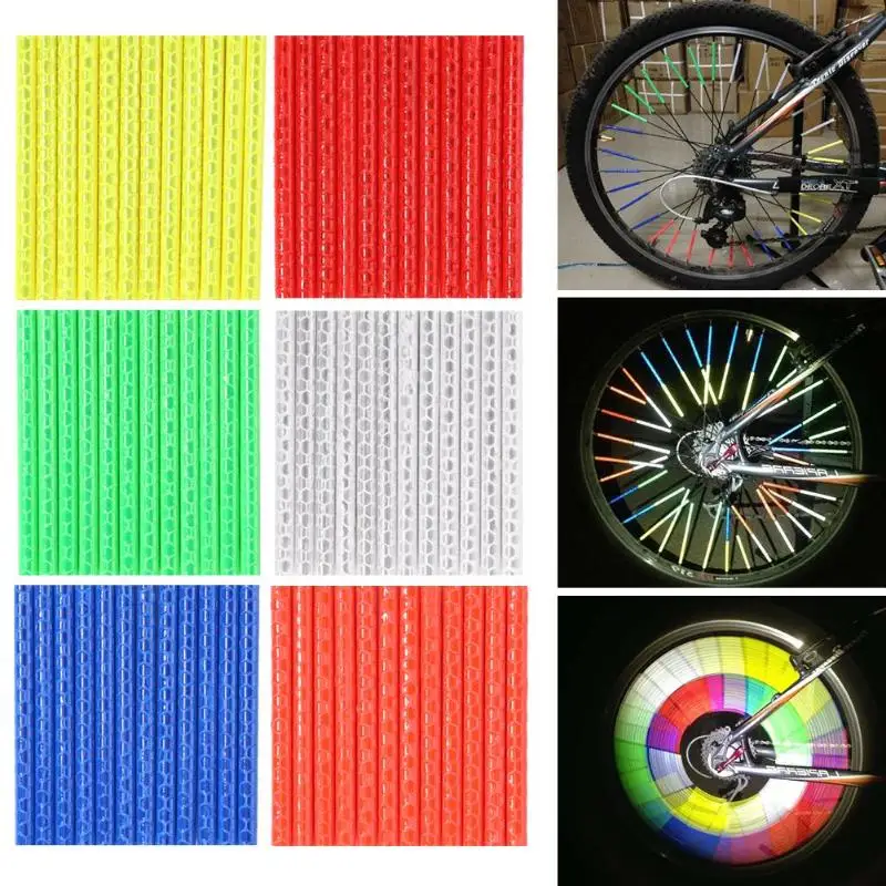 12 pièces ensemble VTT vélo roue de cyclisme bande davertissement de rayons réfléchissants