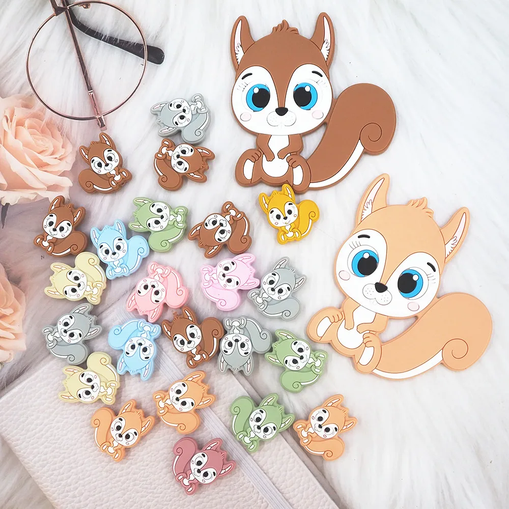 

Chenkai 50pcs Silicone Squirrel Beads DIY Baby Teether Pacifier Dummy Montessori Teething Sensory Jewelry Toy Chewing Beads