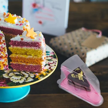 

20pcs Small Triangle Cheesecake Box Slice Cake Container Triangle Pie Holder