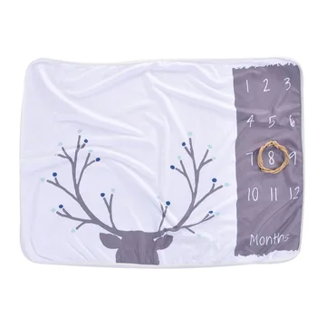 

Baby Blanket Newborn Swaddle Stroller Bedding Wrap Photo Background Monthly Growth Cartoon Number Blanket New Arrival
